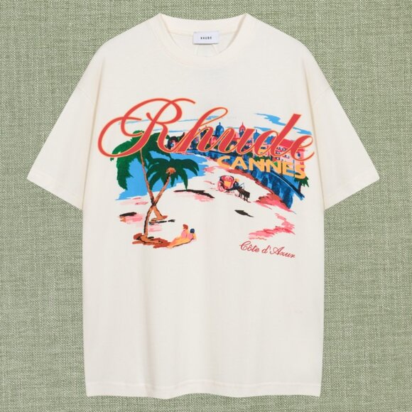 RHUDE MEN'S LIGHT YELLOW SHORT SLEEVE - Picture 1 of 4